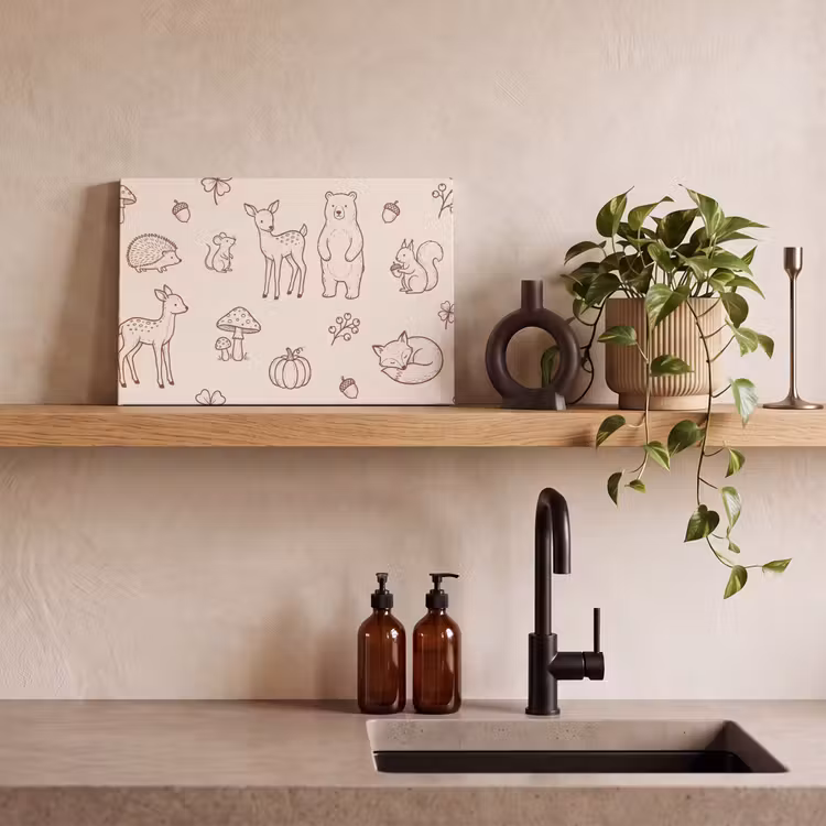 Canvas schilderij - Dieren - Bos - Natuur - Schets - Patroon — 3