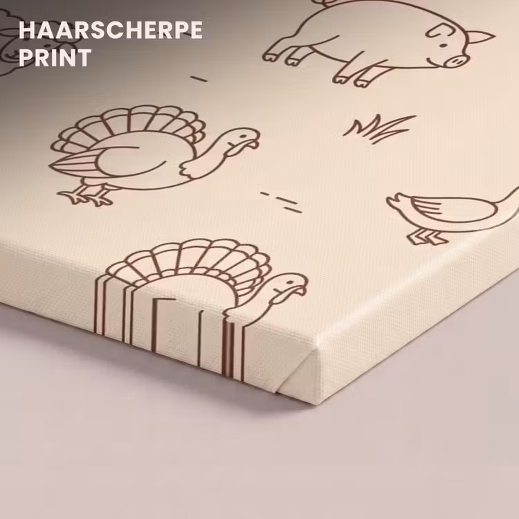 Canvas schilderij - Dieren - Patroon - Boerderij - Minimalistisch - Beige — 4