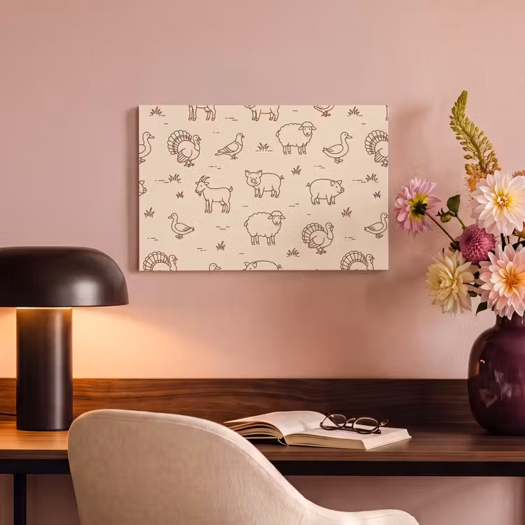 Canvas schilderij - Dieren - Patroon - Boerderij - Minimalistisch - Beige — 5