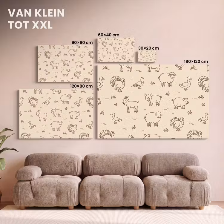 Canvas schilderij - Dieren - Patroon - Boerderij - Minimalistisch - Beige — 7