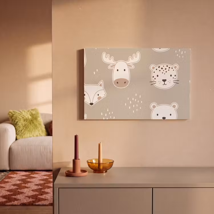 Canvas schilderij - Dieren - Patroon - Illustratie - Modern - Beige — 1