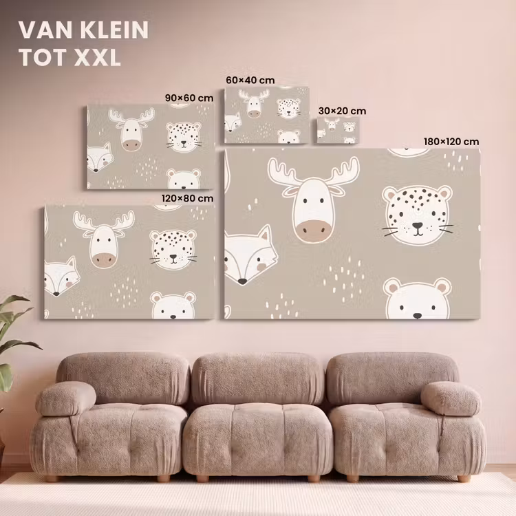 Canvas schilderij - Dieren - Patroon - Illustratie - Modern - Beige — 7