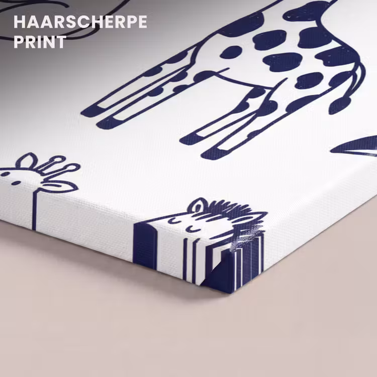 Canvas schilderij - Dieren - Patroon - Kinderkamer - Grafisch - Wit-Blauw — 4