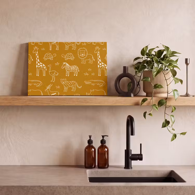 Canvas schilderij - Dieren - Safari - Patroon - Kinderlijk - Oker — 3