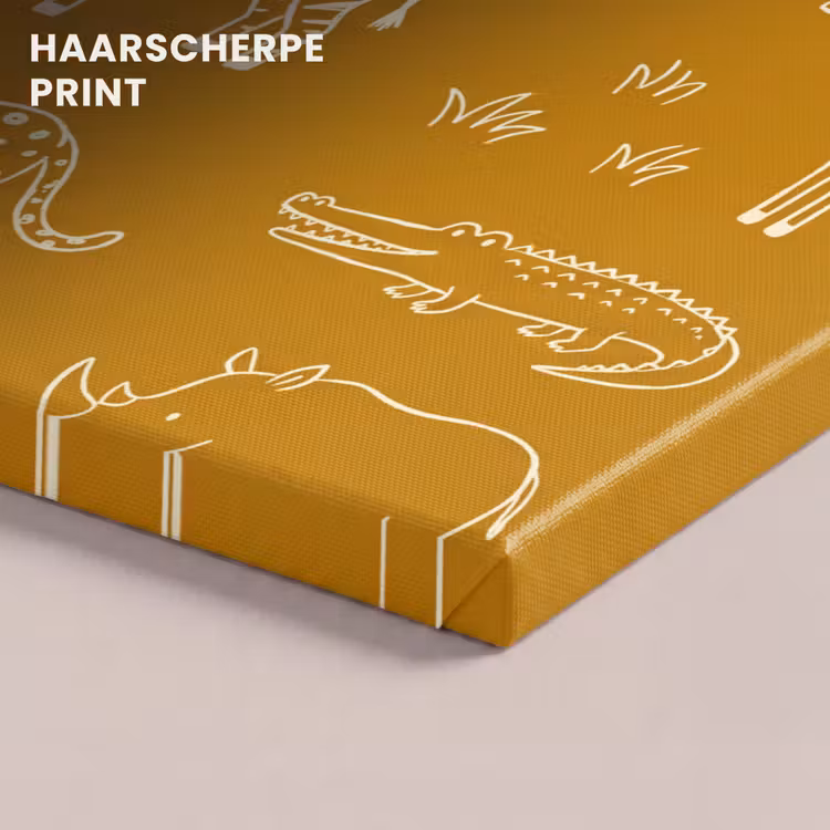 Canvas schilderij - Dieren - Safari - Patroon - Kinderlijk - Oker — 4