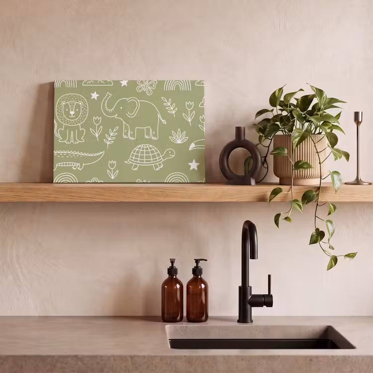 Canvas schilderij - Dieren - Patroon - Illustratie - Natuur - Groen — 3