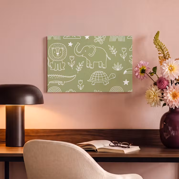 Canvas schilderij - Dieren - Patroon - Illustratie - Natuur - Groen — 5