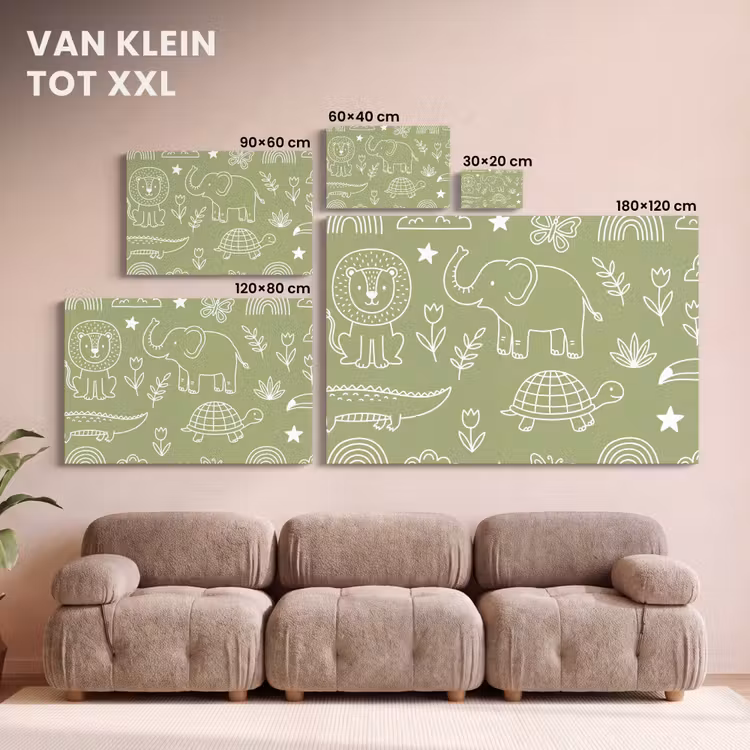 Canvas schilderij - Dieren - Patroon - Illustratie - Natuur - Groen — 7