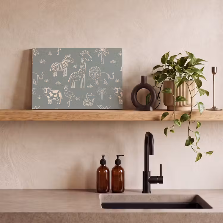 Canvas schilderij - Dieren - Safari - Patroon - Illustratie - Groen — 3