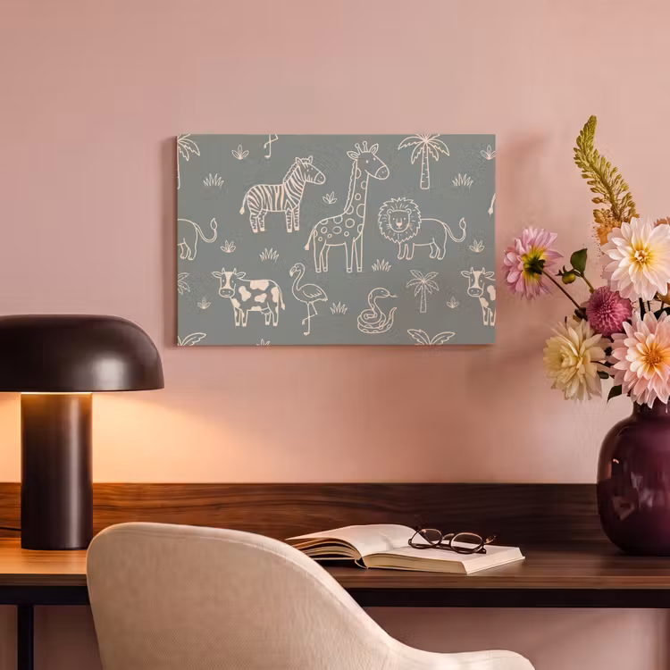 Canvas schilderij - Dieren - Safari - Patroon - Illustratie - Groen — 5