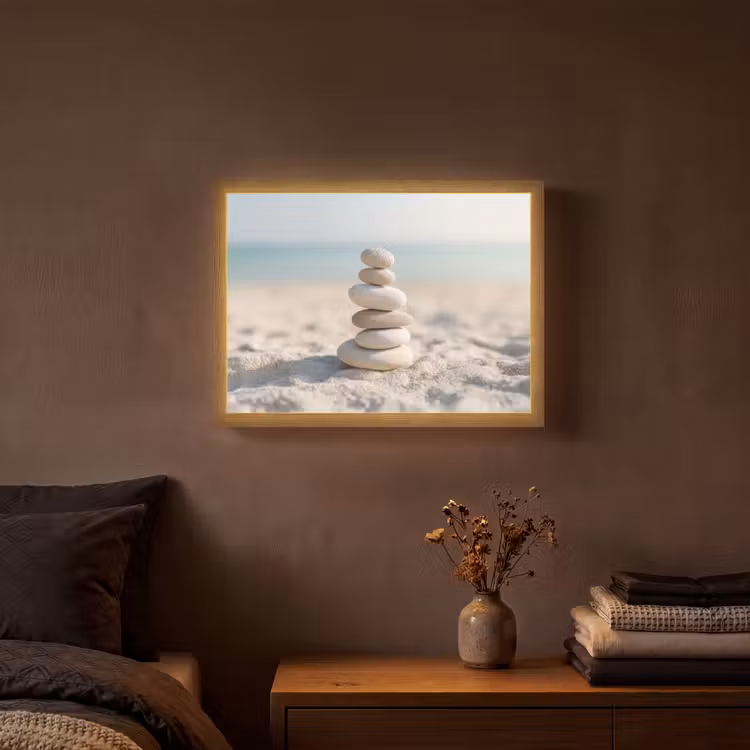Lightbox - Wandlamp - Stenen - Stapel - Zand - Zee — 3