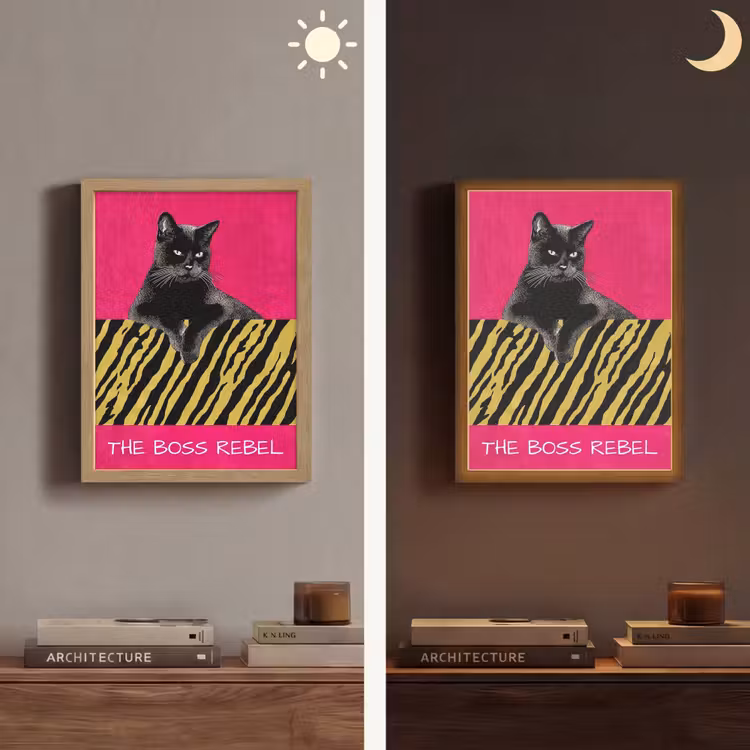 Lightbox - Wandlamp - Kat - Baas - Roze - Tijgerprint — 5