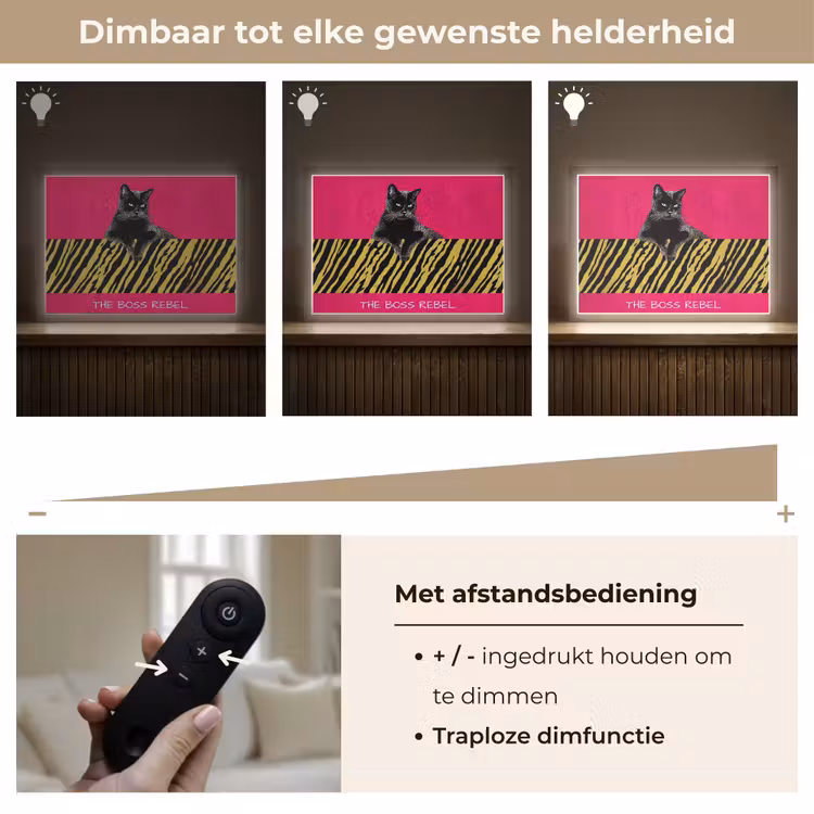 Lightbox - Wandlamp - Kat - Baas - Roze - Tijgerprint — 9