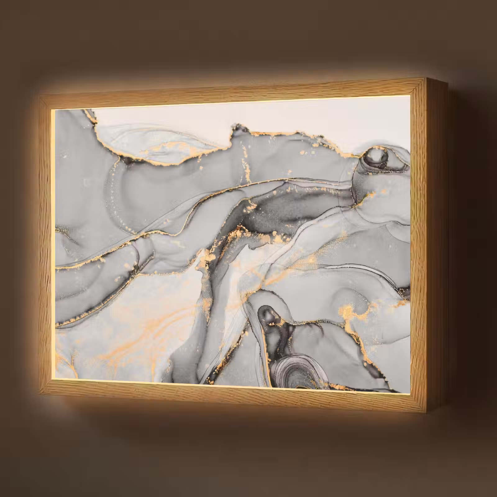 Lightbox - Wandlamp - Marmer - Goud - Grijs — 1