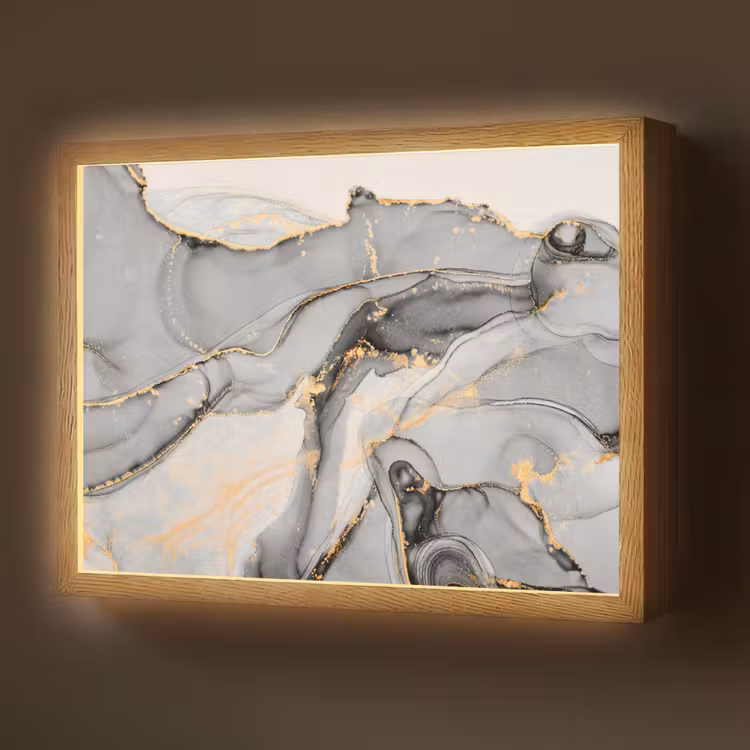 Lightbox - Wandlamp - Marmer - Goud - Grijs — 1