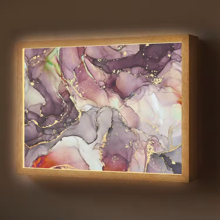 Lightbox - Wandlamp - Marmer - Rood - Paars - Goud — 1