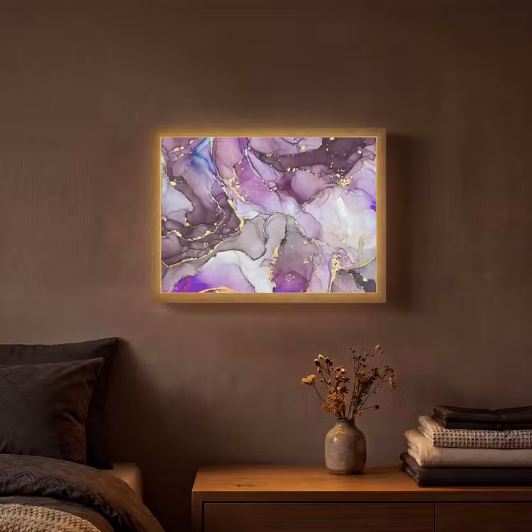 Lightbox - Wandlamp - Marmer - Roze - Paars - Gold — 3