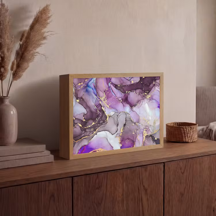 Lightbox - Wandlamp - Marmer - Roze - Paars - Gold — 4