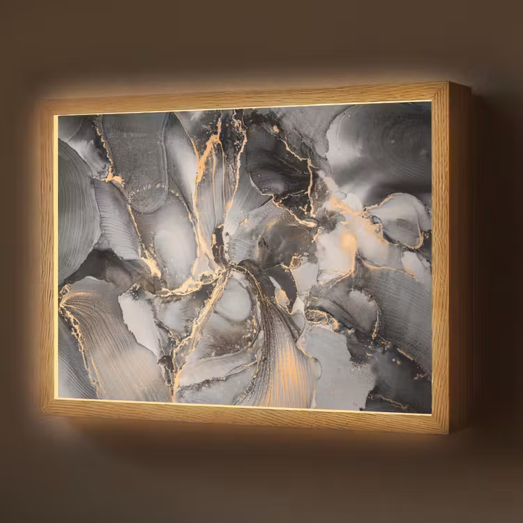 Lightbox - Wandlamp - Grijs - Luxe  - Goud - Marmer — 1