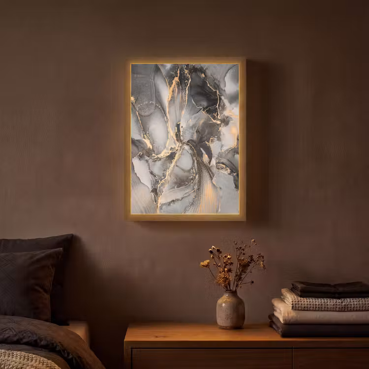 Lightbox - Wandlamp - Grijs - Luxe  - Goud - Marmer — 3