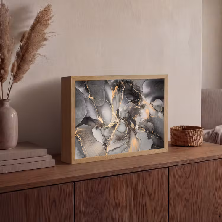 Lightbox - Wandlamp - Grijs - Luxe  - Goud - Marmer — 4