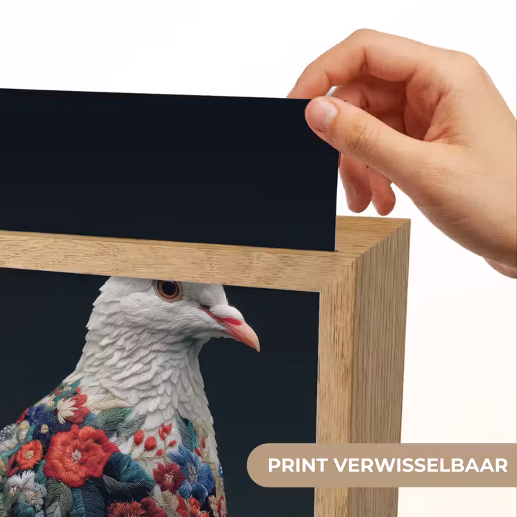 Lightbox - Wandlamp - Duif - Bloemen - Wit - Zwart — 3