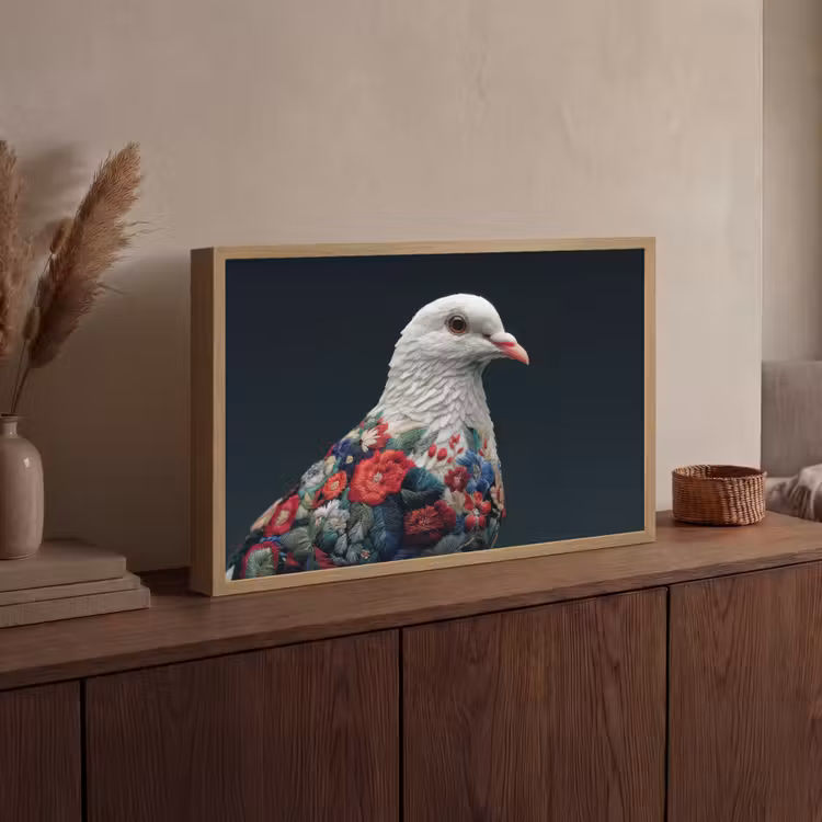 Lightbox - Wandlamp - Duif - Bloemen - Wit - Zwart — 4
