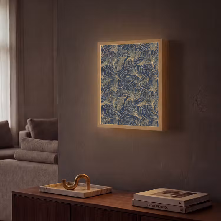 Lightbox - Wandlamp - Abstract - Lijnen - Blauw - Goud — 2