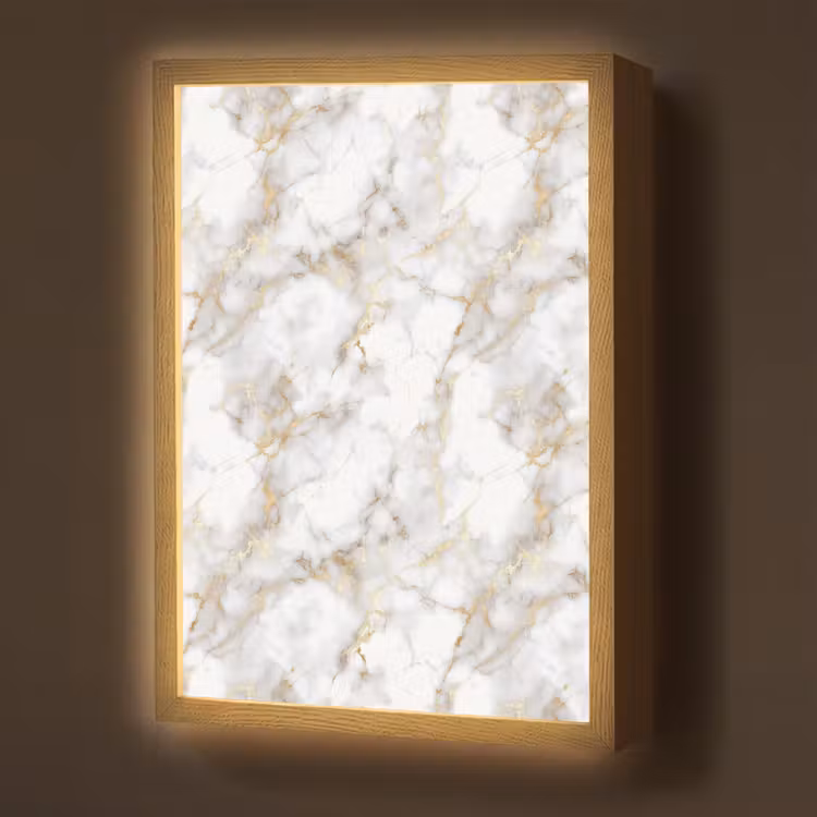 Lightbox - Wandlamp - Gouden aders - Marmer - Wit — 1