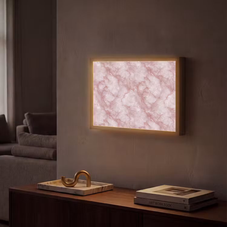 Lightbox - Wandlamp - Roze - Kwartsmarmer - Aders — 2