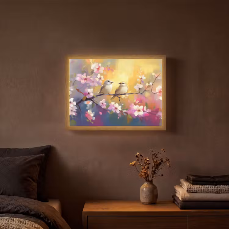 Lightbox - Wandlamp - Vogels - Bloemen - Roze — 3
