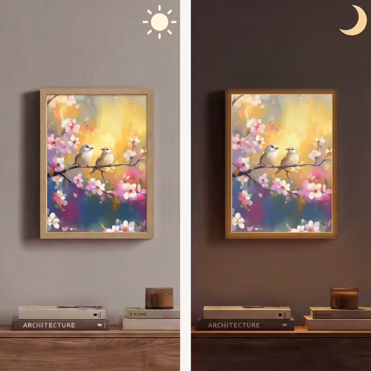 Lightbox - Wandlamp - Vogels - Bloemen - Roze — 5