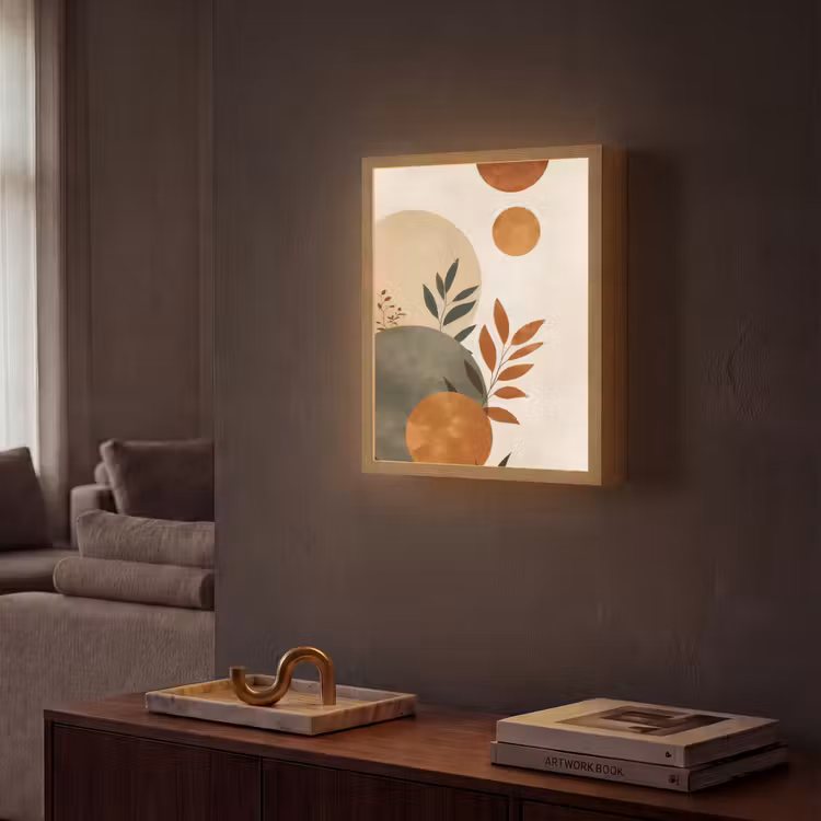 Lightbox - Wandlamp - Vormen - Rond - Bladeren - Beige — 2