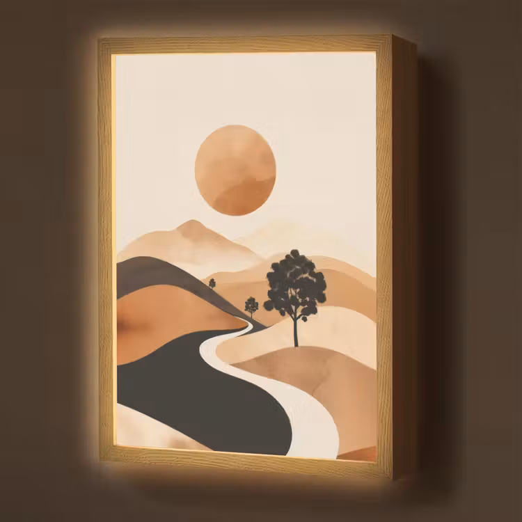Lightbox - Wandlamp - Zon - Heuvels - Boom - Abstract — 1