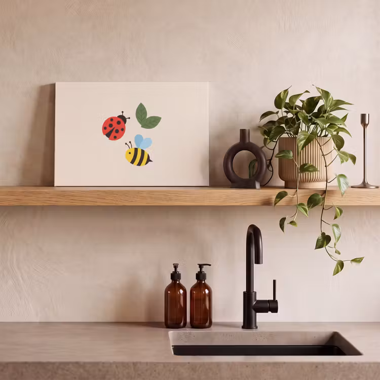 Canvas schilderij - Insect - Blad - Natuur - Speels - Illustratie — 3