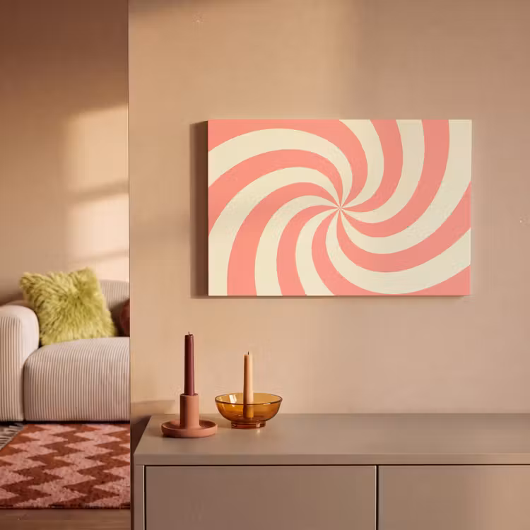 Canvas schilderij - Spiraal - Patroon - Abstract - Roze - Beige — 1