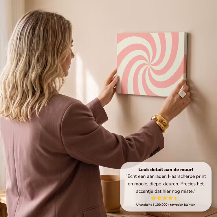 Canvas schilderij - Spiraal - Patroon - Abstract - Roze - Beige — 2
