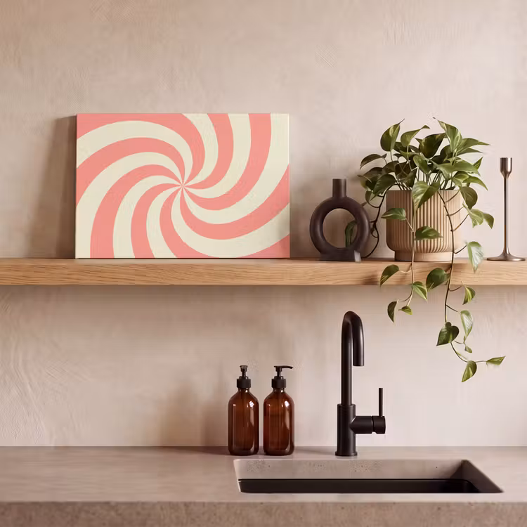 Canvas schilderij - Spiraal - Patroon - Abstract - Roze - Beige — 3