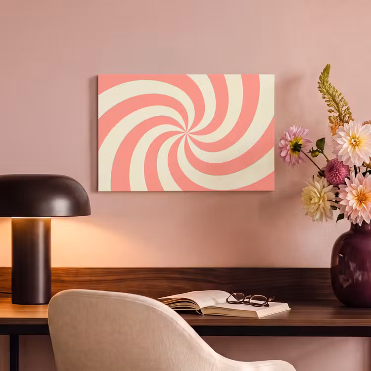Canvas schilderij - Spiraal - Patroon - Abstract - Roze - Beige — 5