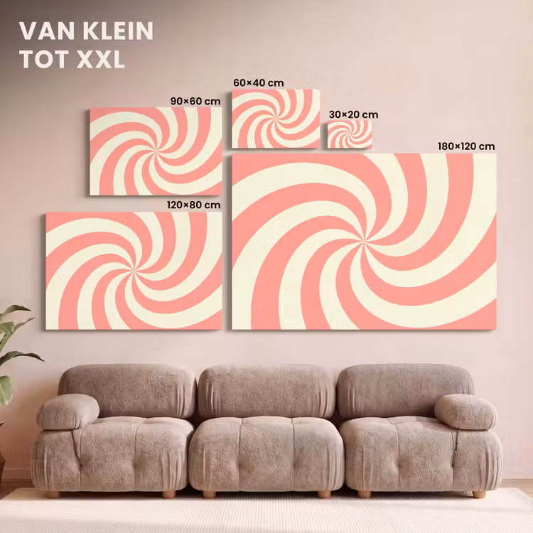 Canvas schilderij - Spiraal - Patroon - Abstract - Roze - Beige — 7