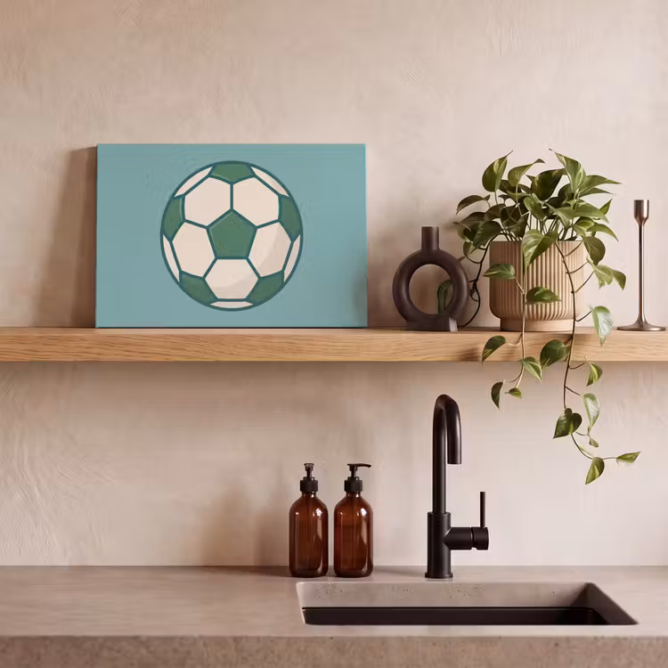 Canvas schilderij - Voetbal - Geometrisch - Sport - Illustratie - Blauwgroen — 3
