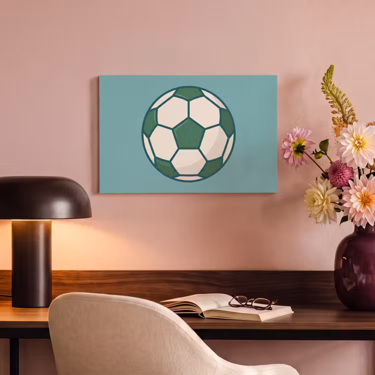 Canvas schilderij - Voetbal - Geometrisch - Sport - Illustratie - Blauwgroen — 5