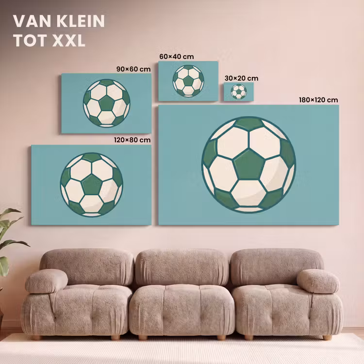 Canvas schilderij - Voetbal - Geometrisch - Sport - Illustratie - Blauwgroen — 7