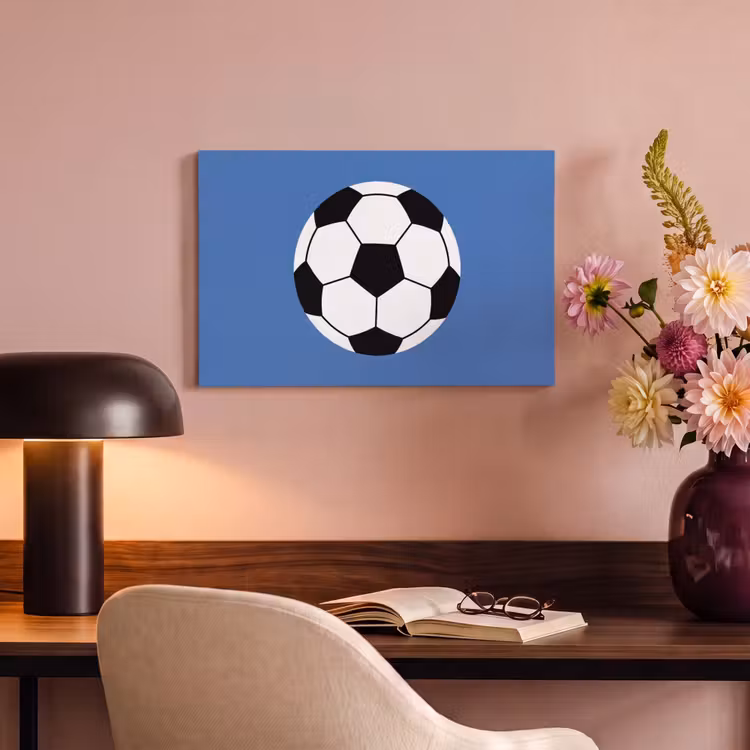 Canvas schilderij - Voetbal - Zwart-wit - Sport - Illustratie - Blauw — 5