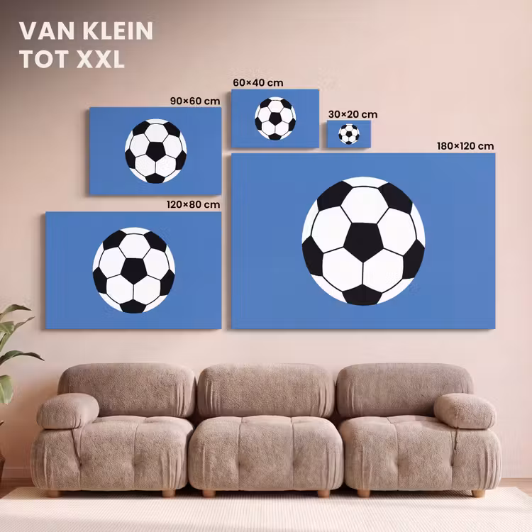 Canvas schilderij - Voetbal - Zwart-wit - Sport - Illustratie - Blauw — 7