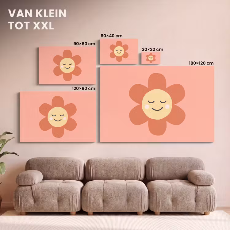 Canvas schilderij - Bloemen - Tekenfilm - Kind - Roze — 7