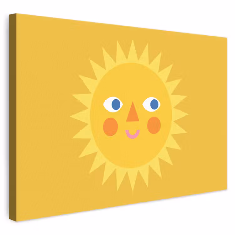Canvas schilderij - Zon - Gezicht - Zomer - Illustratie - Geel — 1