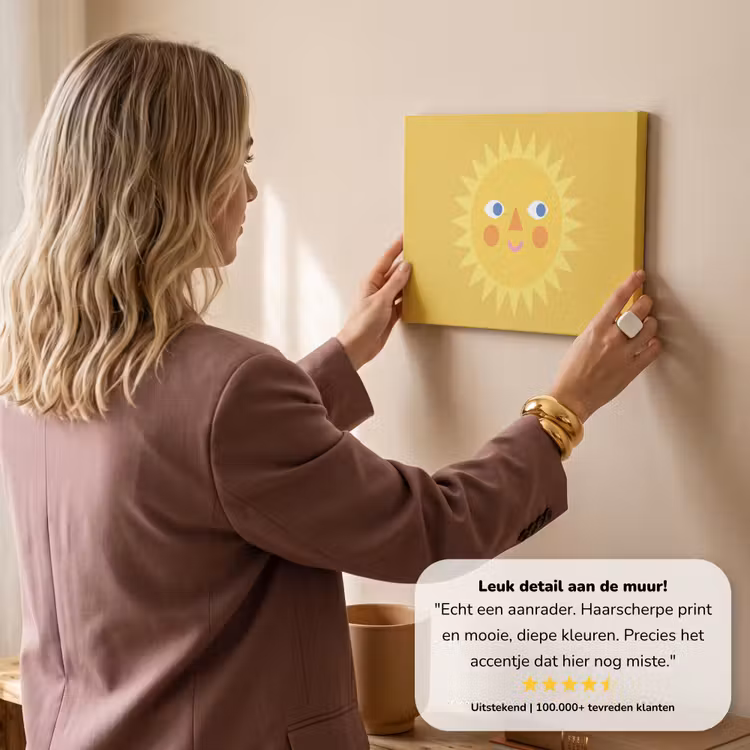 Canvas schilderij - Zon - Gezicht - Zomer - Illustratie - Geel — 2