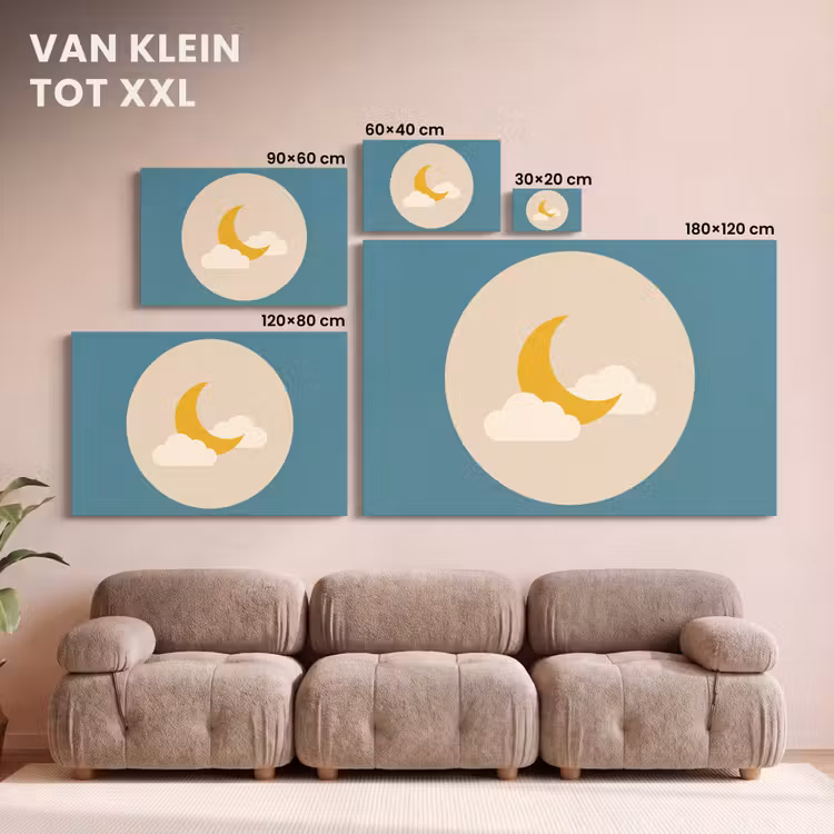 Canvas schilderij - Maan - Wolken - Natuur - Abstract - Geel — 7