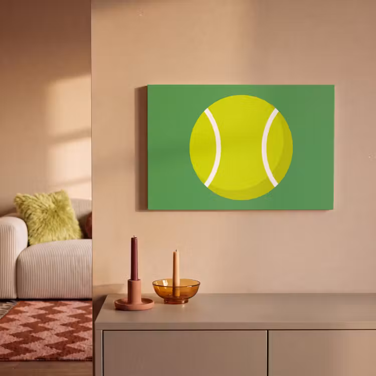 Canvas schilderij - Bal - Geel - Sport - Groen - Illustratie — 1